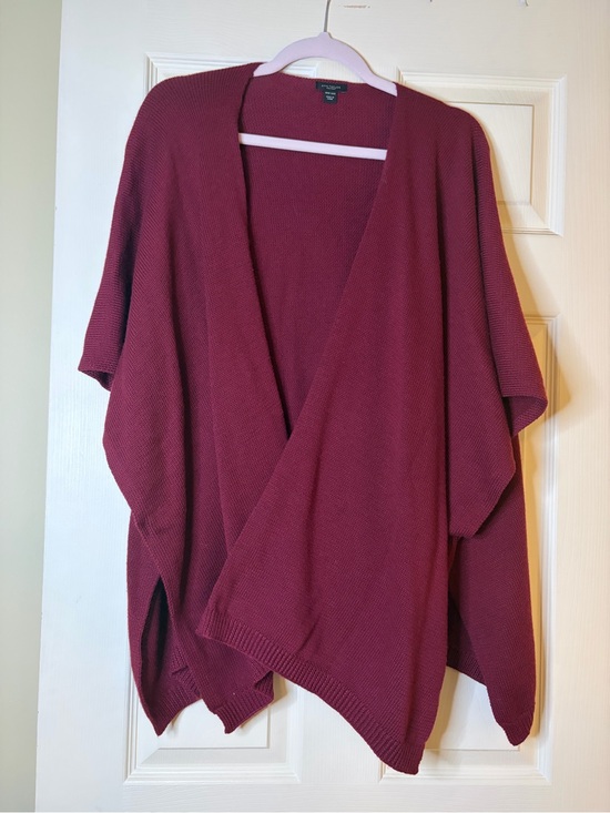 Ann Taylor Sweaters - Ann Taylor Open-Front Draped Cardigan - Burgundy